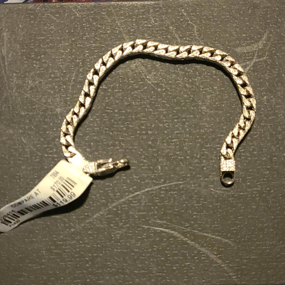 Silver CZ Rope Bracelet with Tag